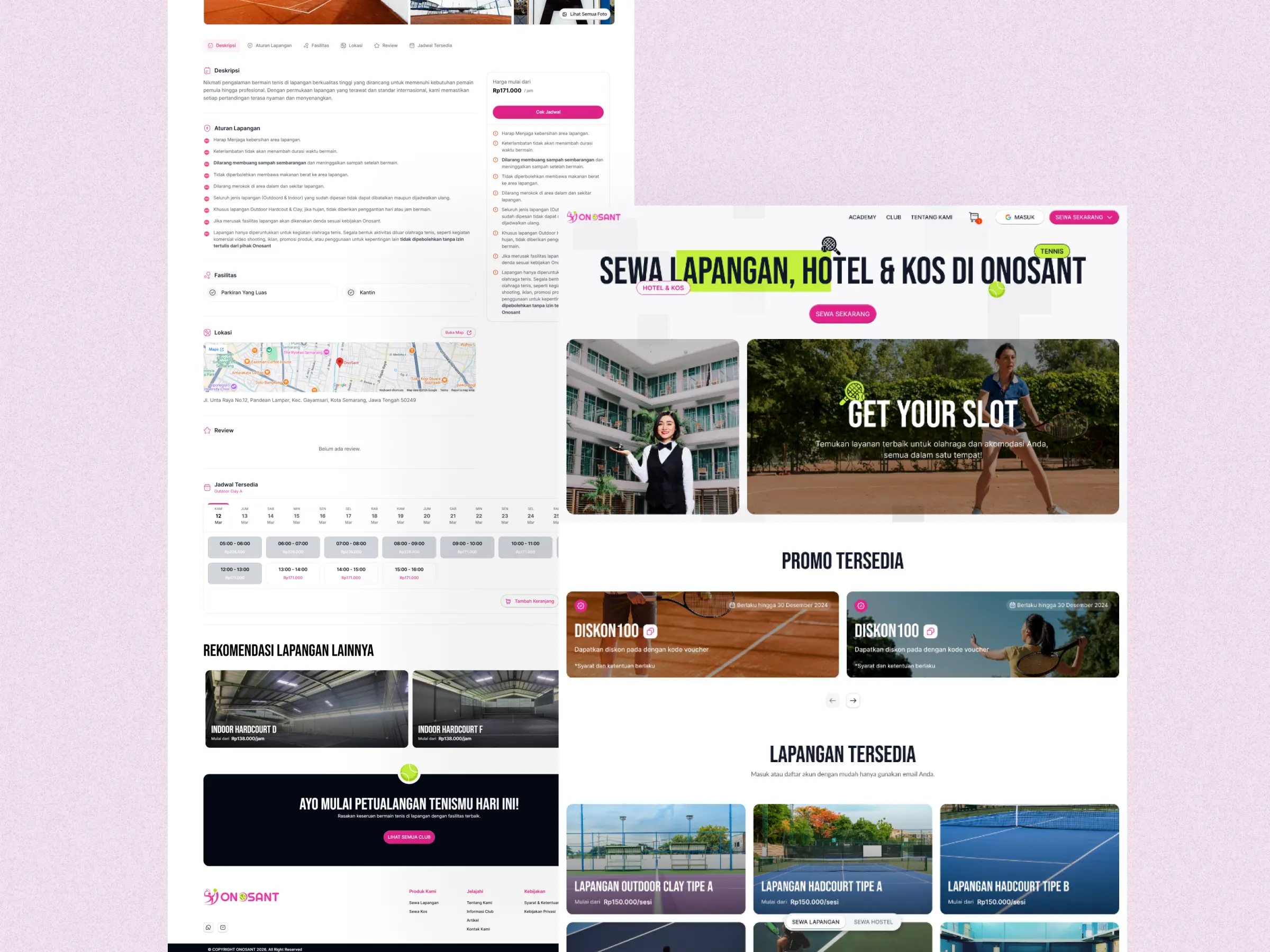 ONOSANT - Tennis Court Booking Platform project screenshot